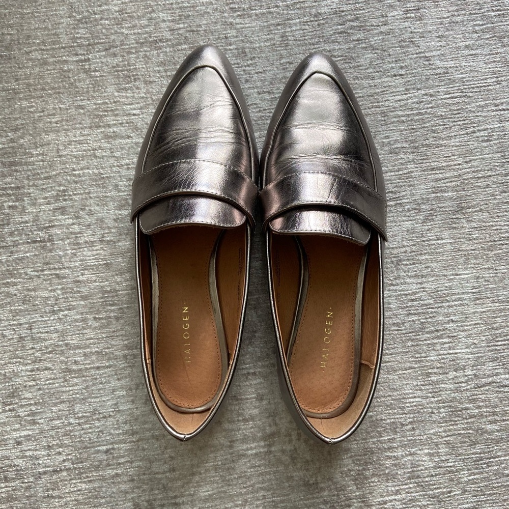 Metallic Halogen Loafers, EUC